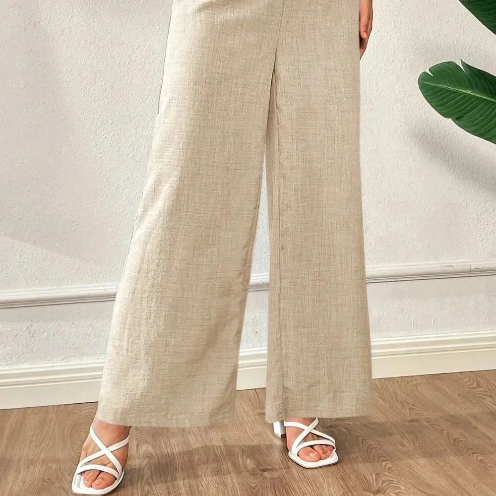 Apricot Casual Women's Waist Wide Leg Pants